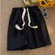 thumbnail image 3 of Pantalones cortos para hombre, pantalones cortos deportivos de media longitud, holgados, de pierna ancha, transpirables, cómodos con cordón, para correr en verano, 3 of 8