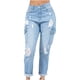 thumbnail image 1 of Pantalones Vaqueros de Bolsillo Con Cremallera Y Vendaje Con Agujeros Para Mujer, Pantalones Vaqueros Informales Acampanados de Pierna Ancha Odeerbi  ODB-6, 1 of 8