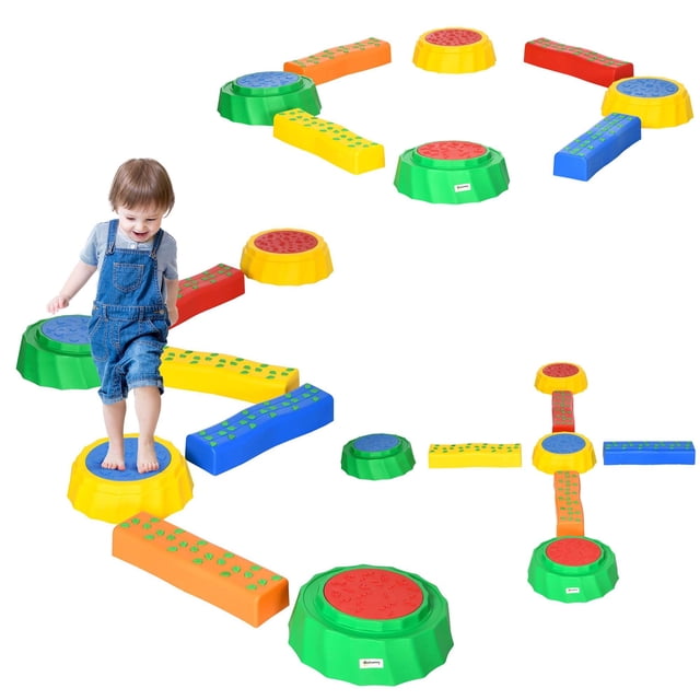 Multicolor Balance Beam Set – 8-Piece Stepping Stones & Beams for Coordination & Motor Skills – Safe, Stackable Play Equipment for Indoor Use