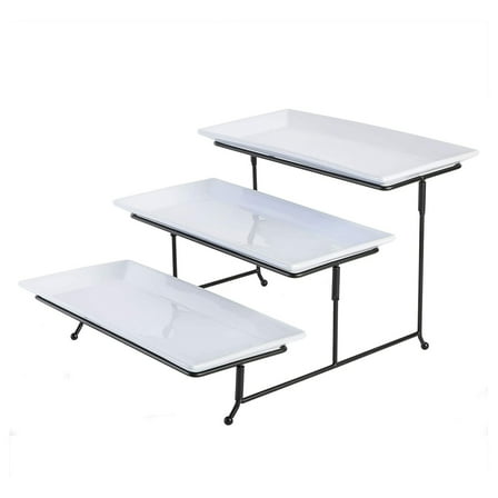 Gibson Elite Gracious Dining 3-Tier Serving Set w/ Plates & Metal Stand
