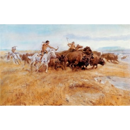 Hunt Canvas Art Buffalo Hunt Charles Marion Russell (1865-1926 American) Canvas Art - Charles Marion Russell (18 x 24) ()