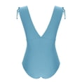 thumbnail image 4 of UTSJKR One Piece Swimsuit for Women Tummy Control Ruched Bathing Suit Sexy High Cut Swimwear V Neck Swim Suit Light Blue M, 4 of 7