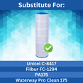 thumbnail image 2 of G-NEUS Pool & Spa Filter | Replaces Unicel C-8417, Filbur FC-1294, PA175, Waterway Pro Clean 175, Aladdin 27501 | 175 Sq Ft Coverage | High Performance Replacement Cartridge, 1 Pack, 2 of 4