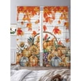 thumbnail image 3 of Sheer Curtains 96 Inches Long 2 Panels, Autumn Pumpkin Sunflower Rod Pocket Curtain Voile Draperies, Fall Maple Leaf on Wood Light Filtering Window Treatment for Living Room Kitchen Bedroom, 3 of 8