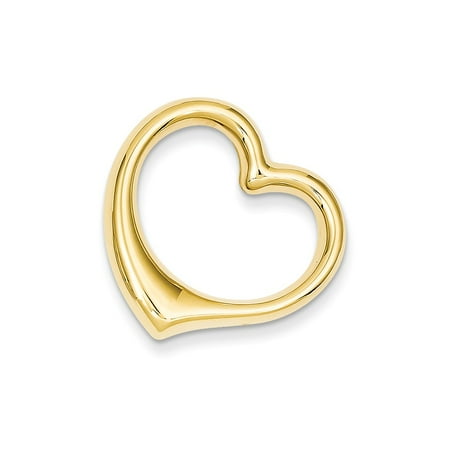 14k Hollow Dolphin Charm - 14K Yellow Gold Heart Hollow Pendant Slide 24mm x 24mm