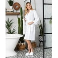 thumbnail image 3 of Lotus Linen Knee-Length Waffle Robe Women - Lightweight Short Spa Bathrobe, White XXL, 3 of 6