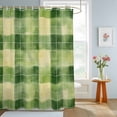 thumbnail image 2 of Bathroom Shower Curtain Green Yellow Gingham Plaid on Linen Waterproof Shower Curtains with Hooks, Spring St.Papa's Day Bath Curtains Bathtub Curtain Home Decor 36x72in, 2 of 9