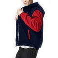 thumbnail image 3 of Capreze Men Fleece Hoodies Full Zip Outwear Solid Color Hooded Sweatshirt Thick Plush Jacket Long Sleeve Sherpa Lined Sweatshirts Coat (W03) Red 2XL, 3 of 6