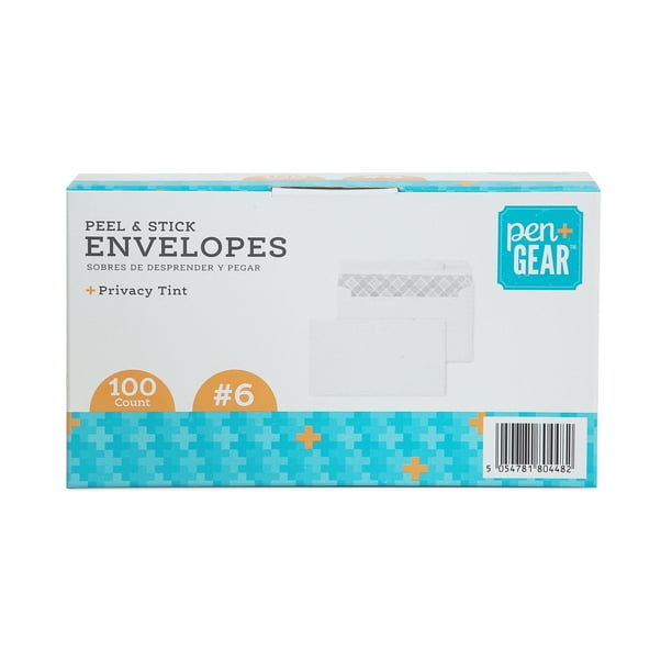 Pen+Gear 6 Privacy Tint Peel and Stick Envelopes, White, 3.63" x 6.5", 100 Count