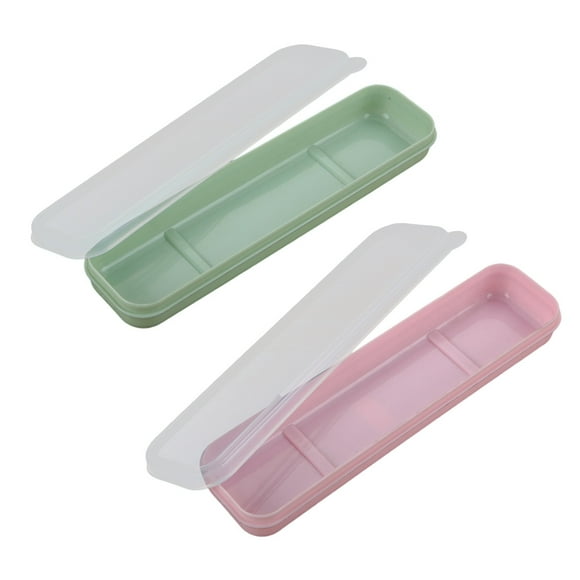2 Pcs Étui de Rangement Portable pour Vaisselle de Voyage, Porte-Ustensiles Simple de 8 Po avec Couvercle pour Couverts et Coutellerie, Porte-Couverts Pliable en Plastique pour Boîte à Lunch