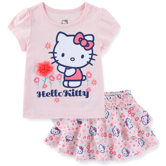 Hello Kitty Sanrio Short Sleeve Shirt and Skort Skirt Set (Girls), 2 Piece Set, Sizes 4-10