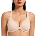 thumbnail image 2 of MELENECA Women's Racerback Front Closure Bras Plunge Unlined Full Coverage Seamless Underwire Bra Beige 42F, 2 of 7