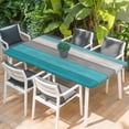 thumbnail image 2 of Turquoise Wood Grain Table Cloths for 4 Foot Rectangle Tables, Country Retro Wooden Plank Gray Patio Waterproof Elastic Fitted Tablecloths, Washable Rectangular Table Cover for Camping, 2 of 8