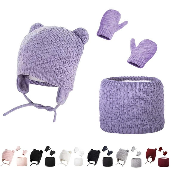 Winter Toddler Hat Mittens Scarf Set for 2-4 Years Old Boys and Girls