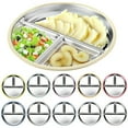thumbnail image 6 of Shoreew Baby Plate with Suction Base 3-Section Divided Stainless Steel Dish 9" Unbreakable Anti Breakage Metal Bowls for Toddlers, 6 of 7
