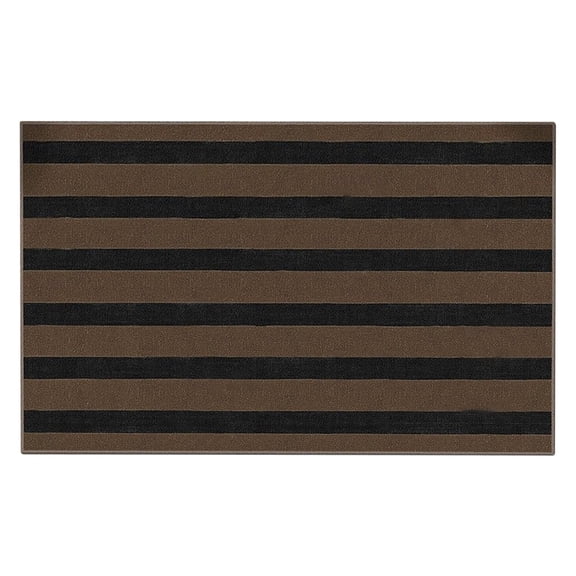 Striped Front Door Mat Brown and Black Front Door Rug Cotton Washable Indoor Outdoor Rug Doormats Outdoor Small Striped Area Rugs for Kitchen Entryway Front Porch