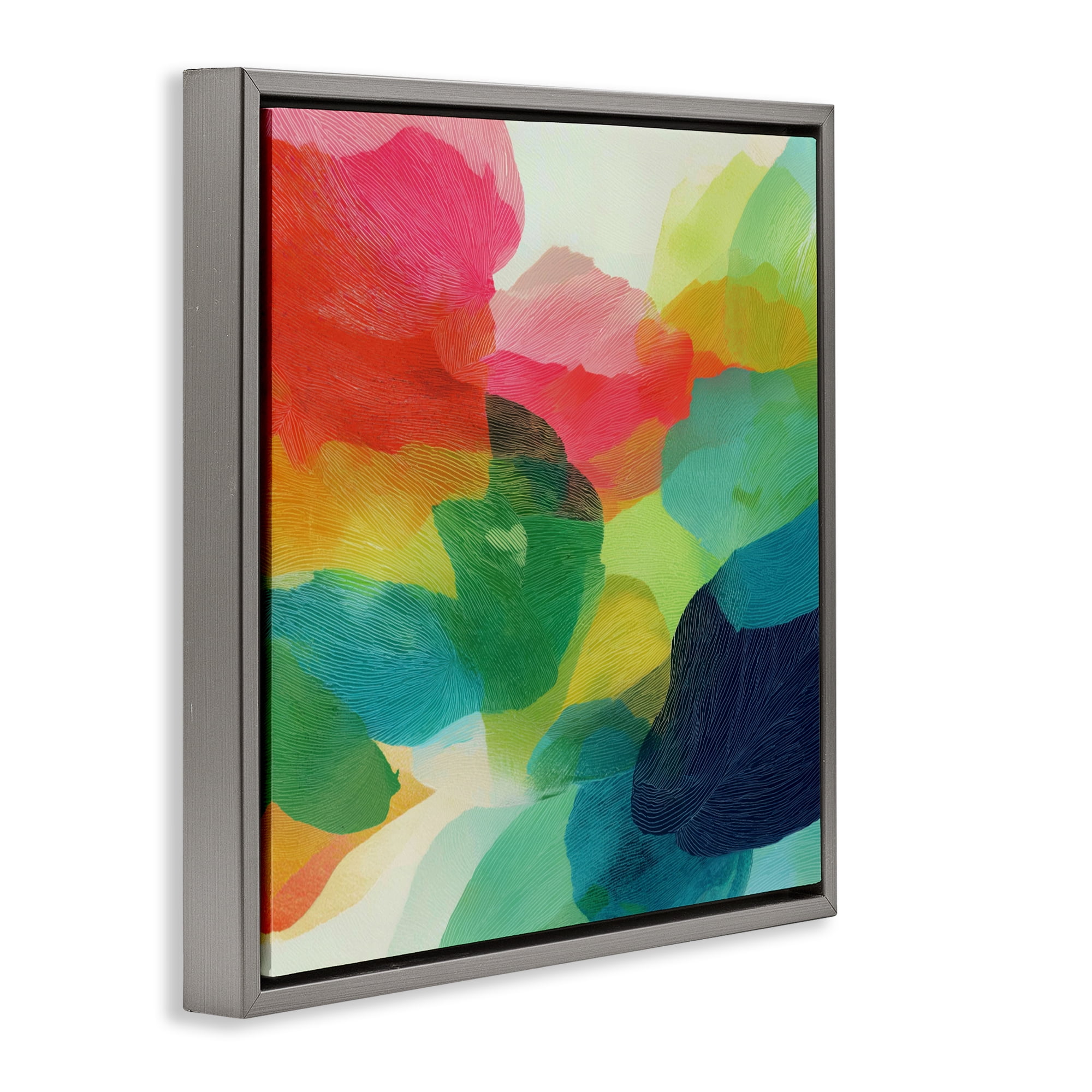 Stupell Industries Vivid Flowing Color Field Gray Framed Floater Canvas Wall Art, design by Chromatic Storm Studio