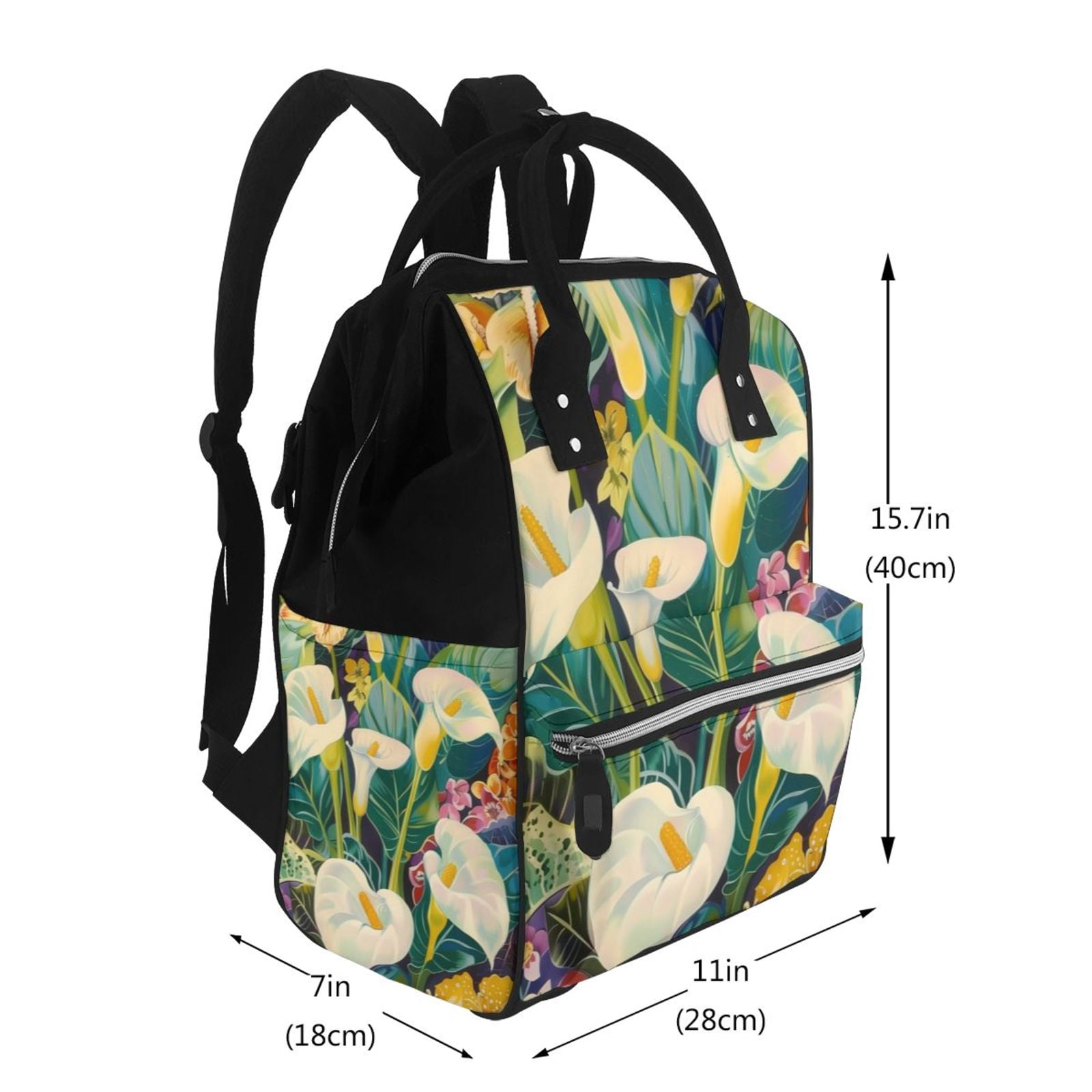 Fuzoiu Tropical Floral Jungle Print Diaper Bag Backpack,Baby Essentials Travel Tote,Multi function Waterproof Diaper Bag, Travel Essentials Baby Bag - Unisex