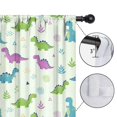 thumbnail image 4 of Blackout Kids Curtains,LightGreen Cartoon Dinosaurs Leaves Triangles Pattern Childrens Insulated Curtains Set Of 2,Bedroom Essentials,Toddler Room Decor 42"x54", 4 of 5