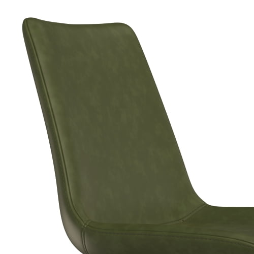 4 Pcs PU Leather Dining Chairs, Stain-Resistant & Waterproof, Heavy-Duty Carbon Steel Legs, High-Density Sponge Seat, Adjustable Feet for Kitchen, Living Room, Dining Room, Olive Green