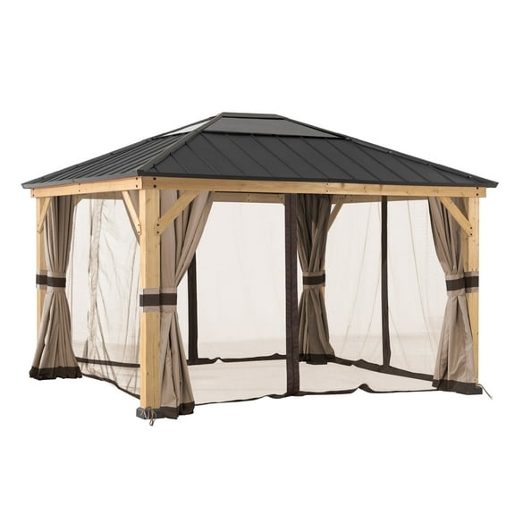 Sunjoy Universal Curtains and Mosquito Netting for 11 ft. × 13 ft. Wood Gazebos