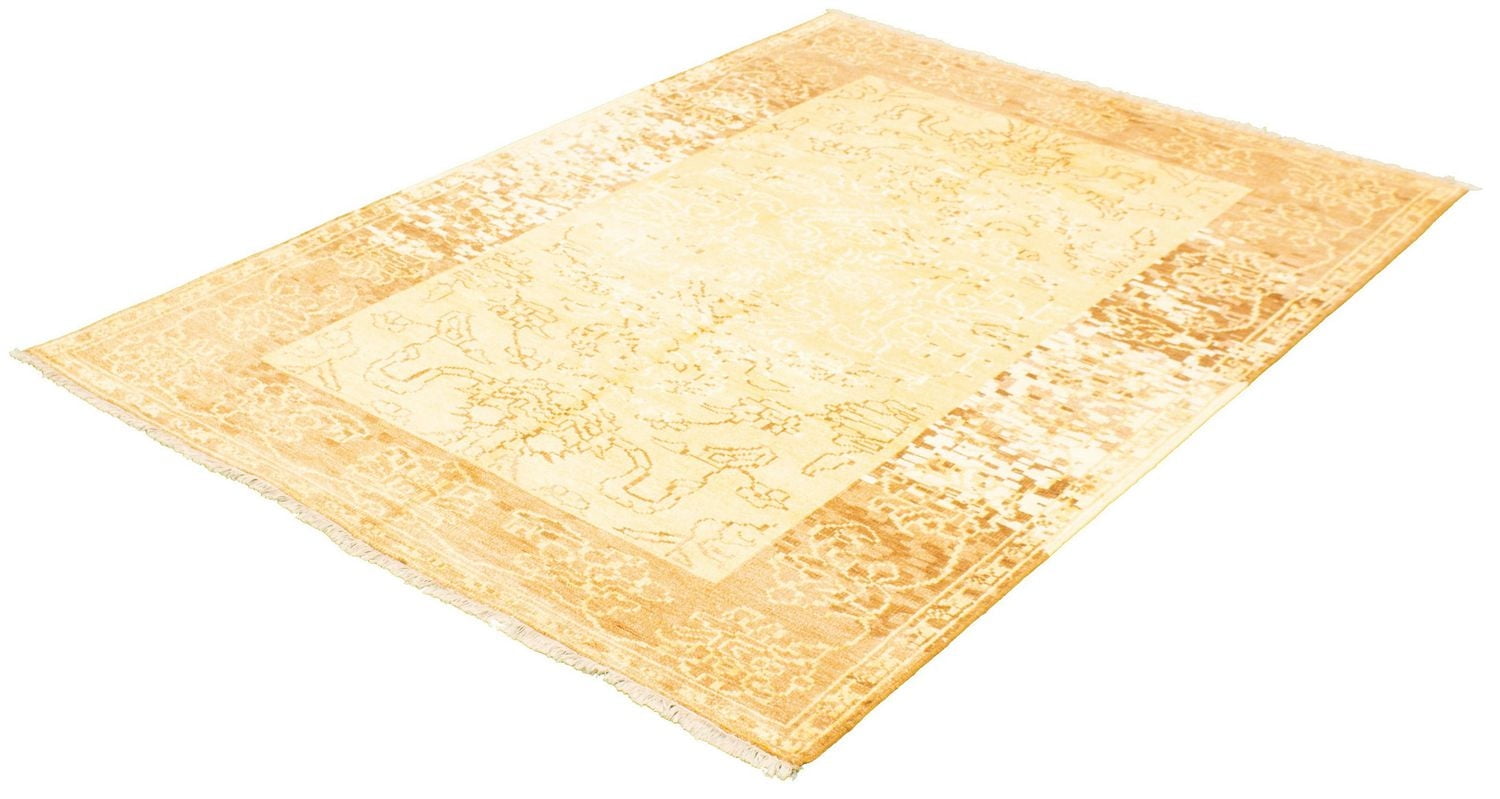 ECARPETGALLERY Tapis Noué à la Main pour Salon, Salle à Manger et Chambre à Coucher Transitionnel Collection Jules Oushak 7'0" x 9'9" en Jaune