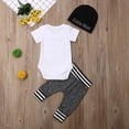 thumbnail image 3 of Aunavey Baby Boy Clothes New to The Crew Letter Print Romper+Long Pants+Hat, 3 of 5