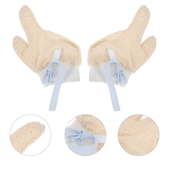 LULULION 1 Pair Baby Hand Mittens Finger Gloves Cotton Yarn Sky Blue Anti Scratch for Daily Use