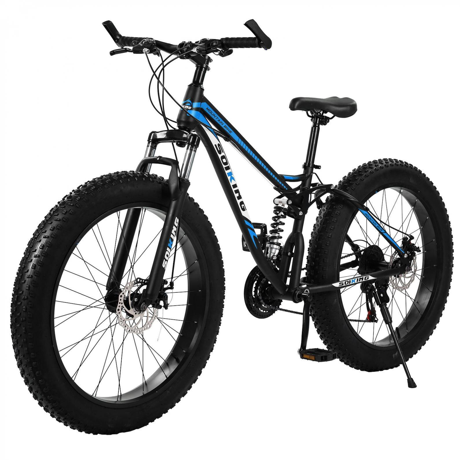 21 Speed 26" Mountain Bicycle Dual Suspension Shock 4.0 Fat Tire Snow Bike US 