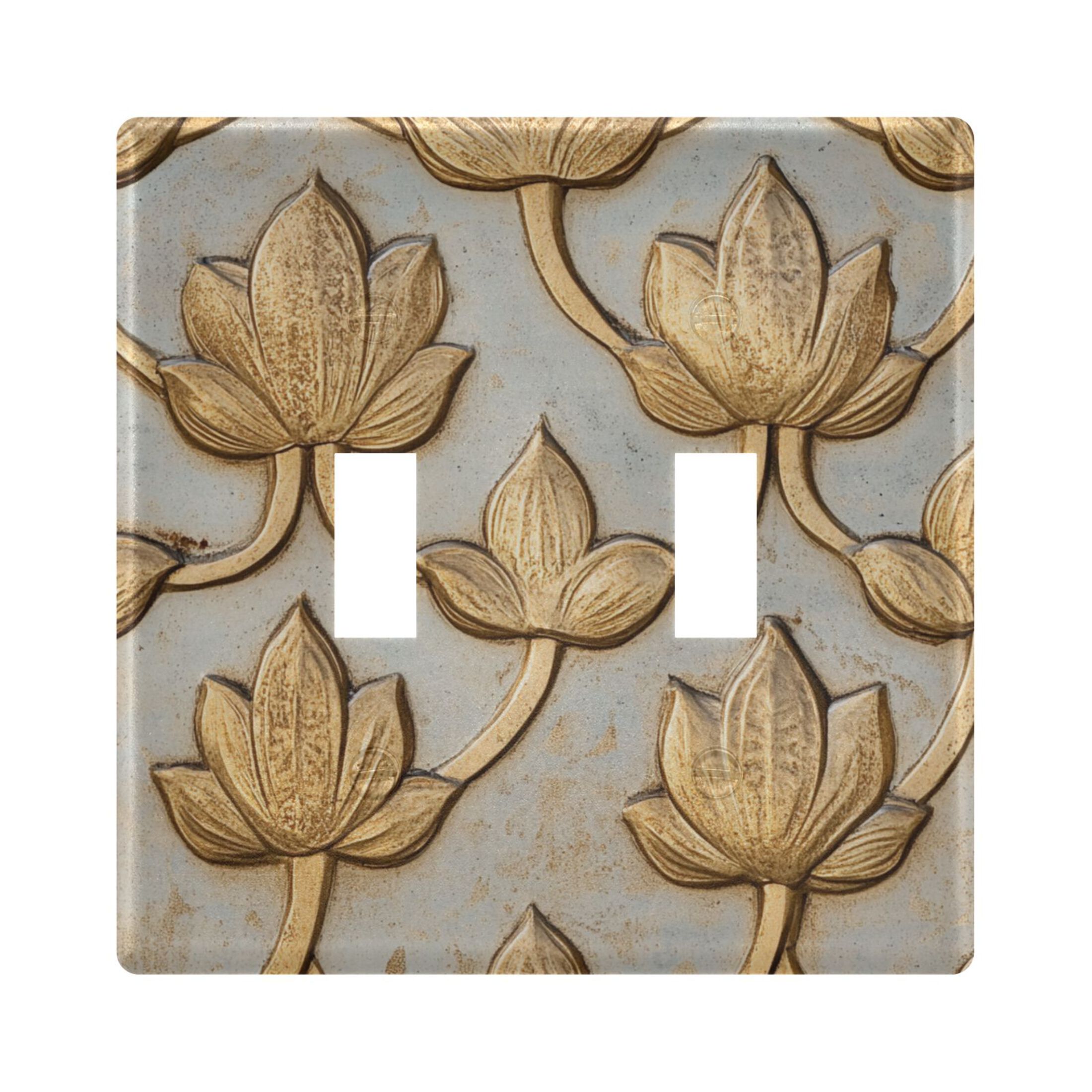 Ornate Metal Single Toggle Light Switch Cover – Antique Turquoise, Hand-Finished, USA-Made, Wall Plate