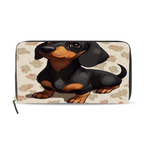 Qxltty Dachshund Pattern Women's Leather Wallet Fashion Retro Multi Card Holder with Cell Phone Pocket Mothers Day Gifts