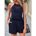 thumbnail image 3 of Summer Stylish Women's Casual Summer Short Halter Jumpsuit with Pockets Solid Color Romper, 3 of 6