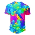 thumbnail image 3 of DDAPJ pyju Big and Tall T-shirts for Men 2025 Trendy Tie Dye Print Casual Henley Shirts Slim Fit Crewneck Button Shirt Short Sleeve Collarless Workout Tee Clearance Sale of Today Green XL, 3 of 4