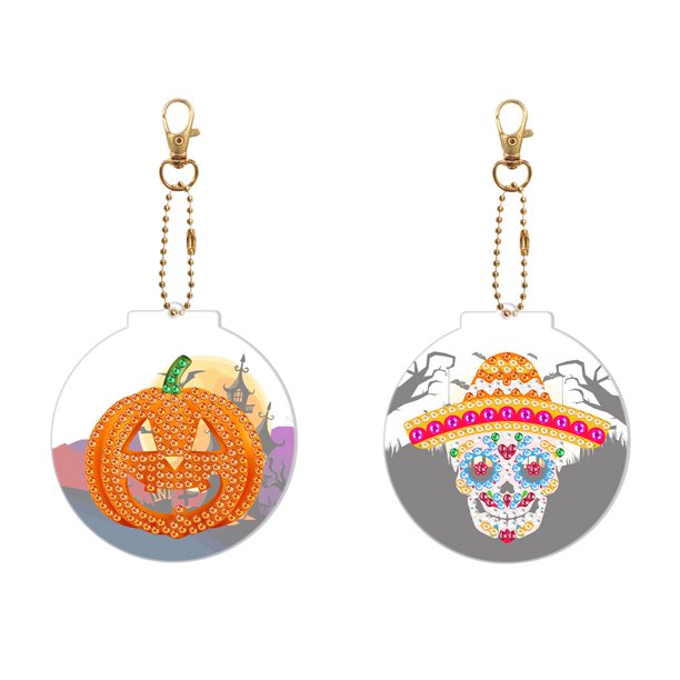 Cuadros Decorativos 2 piezas 5D diamante pintura llavero DIY redondo llavero bolsa colgante (YSK202) DQrwqpou Nuevos Originales