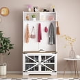 thumbnail image 2 of Hall Tree, 4-in-1 Coat Rack with 7 Shoe Cubbies & 7 Coat Hooks, Hall Tree with Bench and Shoe Storage for Hallway, Mudroom Bench, Entryway Furniture, 42" W x 15.7" D x 77" H, White, 2 of 6