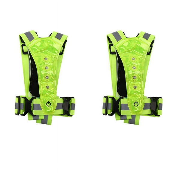 2X Reflective Vest,Adjustable,High Visibility Vest,Safety Vest with 8 LED Lamps, High Visibility