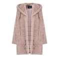 thumbnail image 3 of WREESH Womens Faux Furry Long Coat Fuzzy Thicken Hooded Overcoat Winter Warm Oversized Jacket Solid Parka Outwear Cardigan Pink, 3 of 4