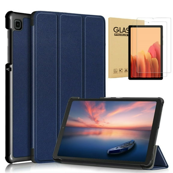 Galaxy Tab A7 Lite 8.7" Case with Screen Protector, Epicgadget Folio Case Stand Cover for Samsung Galaxy Tab A7 Lite 8.7 (SM-T220/SM-T225) with 2 Pieces Galaxy Tab A7 Lite Tempered Glass (Navy Blue)