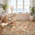 thumbnail image 3 of Design&I 5'x7' Ultra Soft Area Rug, Orange Retro Charred Burnt Floral Vintage Botanical Blooms with Lattice Trim Fluffy Washable Non Shedding for Bedroom Living Room Home Office, 3 of 7