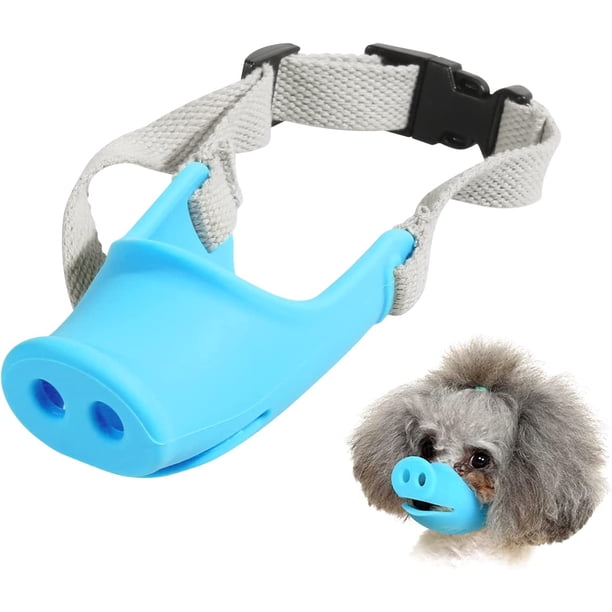 Bozal de silicona para perros, bozal suave para perros pequeños y medianos, caniche, corgi, teckel, forma de boca de cerdo, cubrebocas transpirables para perros para evitar mordeduras, masticaciones y
