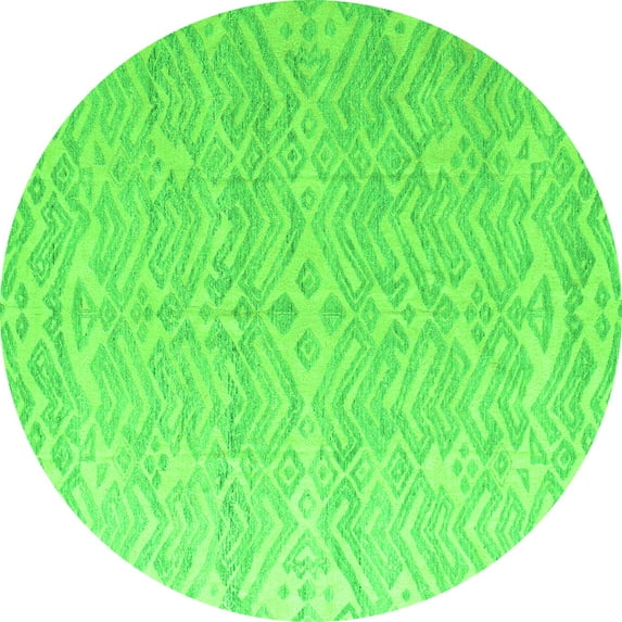 Ahgly Company Indoor Round Abstract Green Modern Area Rugs, 3' Round