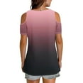 thumbnail image 4 of Summer Shirts For Women Sevevn Women's Fashionable Gradient Printed Short Sleeved V-Neck Off Shoulder T-Shirt, 4 of 6