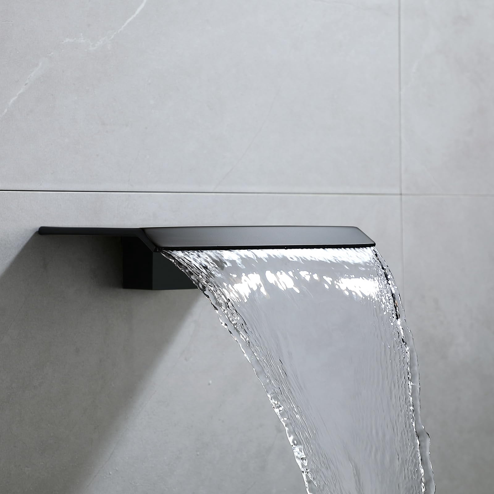 Bathtub Shower Faucet Matte Black Wall Mount Waterfall Tub Spout