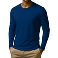 thumbnail image 3 of Mens Long Sleeve Shirts Crewneck T Shirts Fall Tops Casual Basic Tees Clothes Dark Blue S, 3 of 6