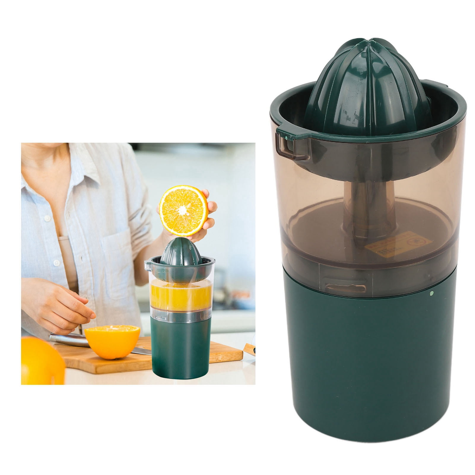 Riousery Portable Mini Electric Citrus Juicer Machine 300ML / 10.14 fl oz USB Rechargeable Fruit Squeezer with Press Juicing Head 20W Green