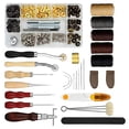 thumbnail image 3 of Leather Working Kit, 28 PCS Wooden Handles Steel Wood Leather Sewing Kit Convenient Practical  For Coats, 3 of 8