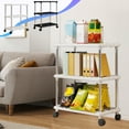 thumbnail image 7 of 3 Tier Storage Shelves with Wheels - Plastic Sturdy Shelving For Kitchen Pantry Closet Bath Easy To Move for Storage Rolling Utility Shelf Organizer Rack(Black), 7 of 7