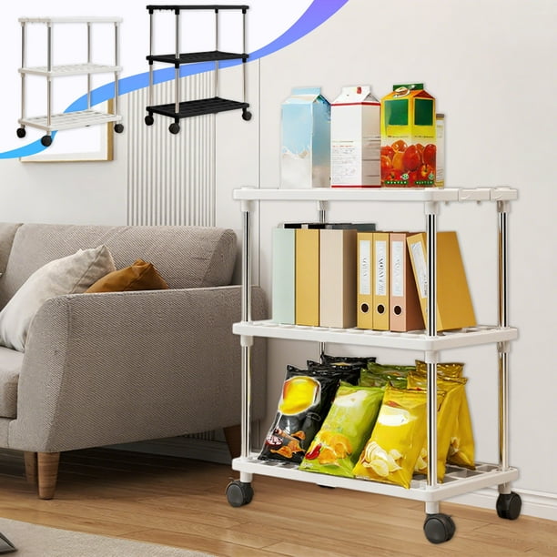 Estantes de Almacenamiento con Ruedas | Organizador de Plástico de 5 Niveles para Cocina, Despensa y Baño | 59 Cm de Alto X 40 Cm de Ancho X 21 Cm de Profundidad | Blanco o Negro