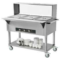 KFFKFF 3-Pan Commercial Food Warmer 3 x 20.6QT Steam Table & Acrylic Sneeze Guard