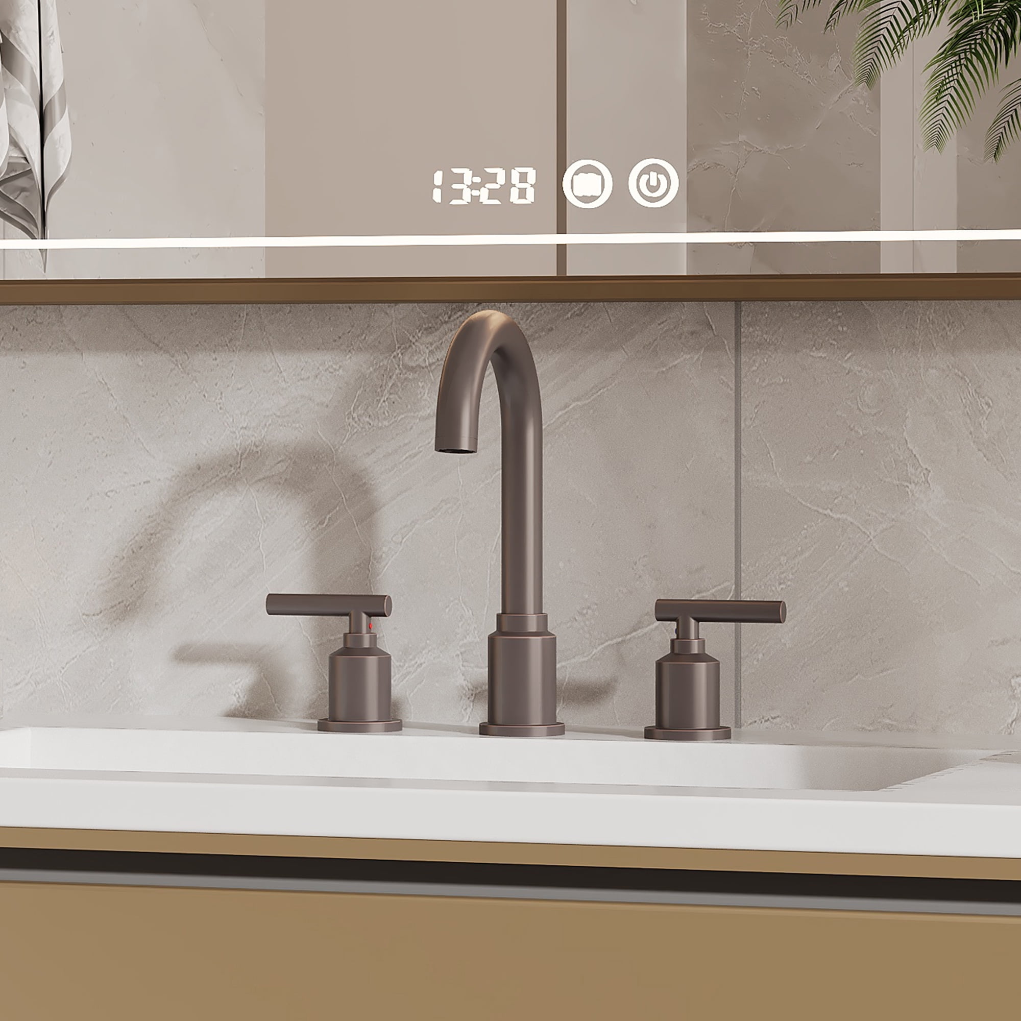 Widespread Bathroom Sink Faucet 8" - Brushed Nickel for 3-Hole Installation, gray
